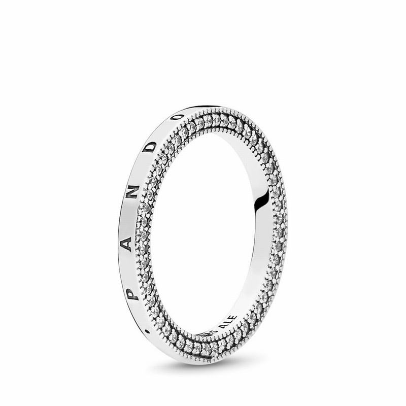 Pandora Signature Hearts Stackable Ring - Sterling Silver/Cubic Zirconia - Canada | VX9236DO